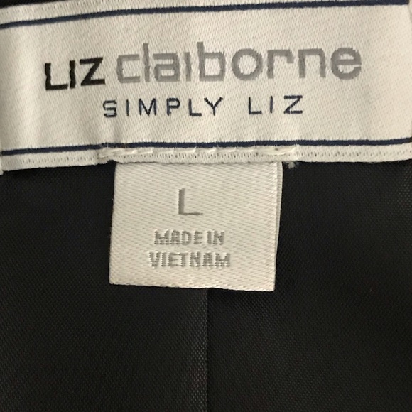 Windowpane Plaid Check Jacket by Liz Claiborne Size Large Black Camel - Picture 8 of 9